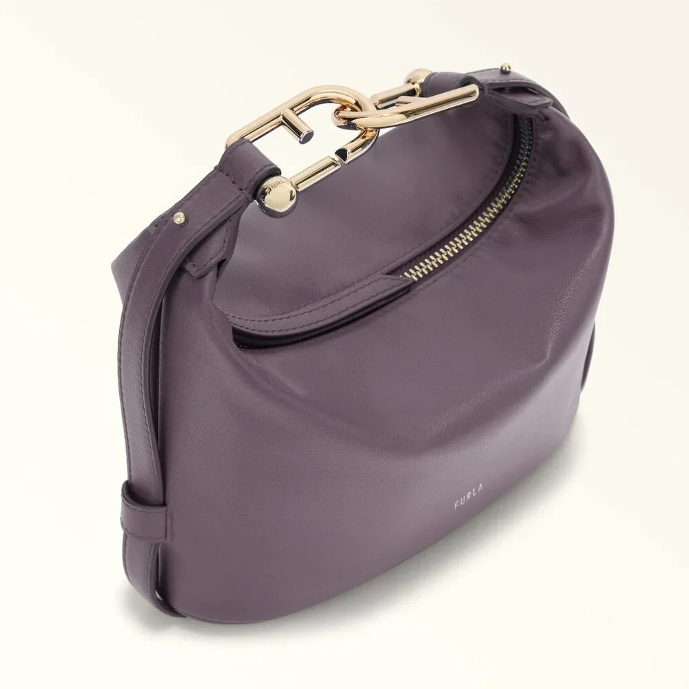 Furla Nuvola Mini Aura Lavender Leather Hobo Shoulder Bag